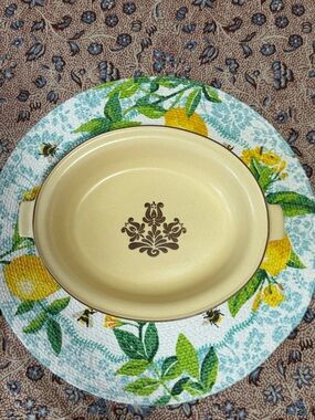 Pfaltzgraff Country Village Casserole with Brown Floral Motif